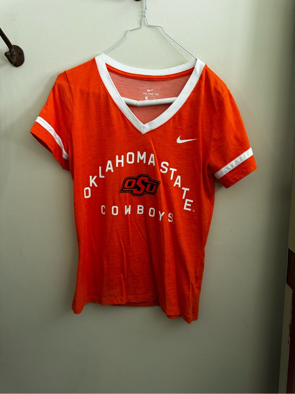 Nike Orange Oklahoma State Cowboys V-Neck Tee with White Trim